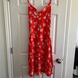 NWT Orange Red Floral Slip Dress